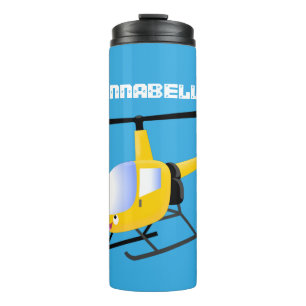 Niedlicher Hubschrauber mit gelbem Cartoon Thermosbecher