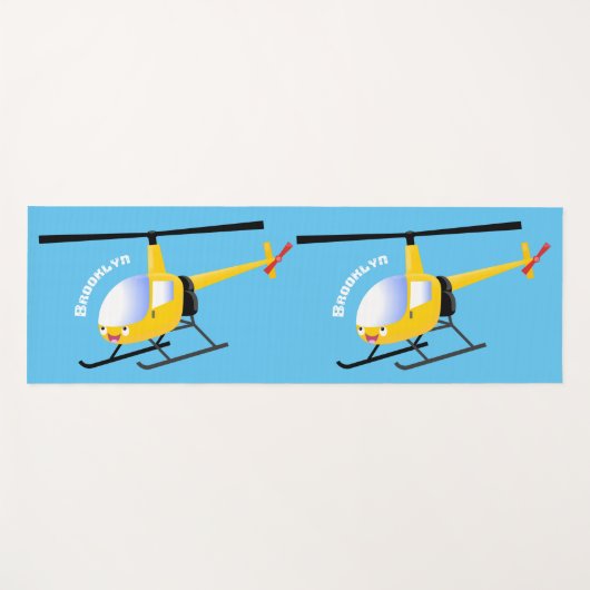Niedlicher Hubschrauber mit gelbem Cartoon Yogamatte (Vorderseite (Horizontal))