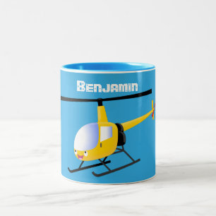 Niedlicher Hubschrauber mit gelbem Cartoon Zweifarbige Tasse