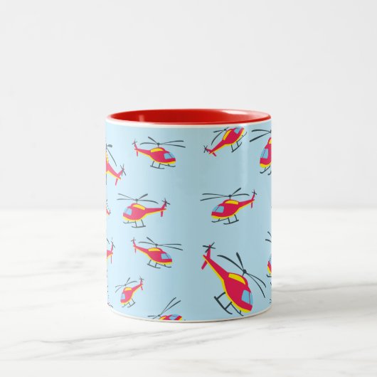 Niedlicher Hubschrauber Zweifarbige Tasse (Mittel)