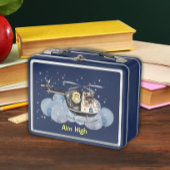 Niedlicher Hubschrauberhund Metall Brotdose