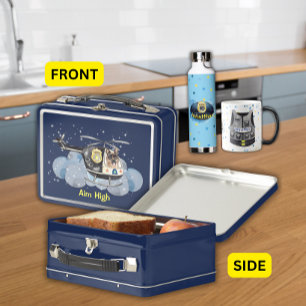 Niedlicher Hubschrauberhund Metall Brotdose