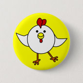 Niedlicher Huhn-Tanz - Weiß und Gelb Button (Vorderseite)