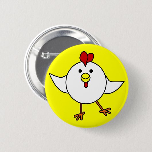 Niedlicher Huhn-Tanz - Weiß und Gelb Button (Vorne & Hinten)