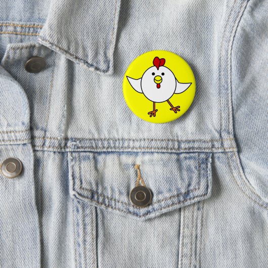 Niedlicher Huhn-Tanz - Weiß und Gelb Button (Beispiel)