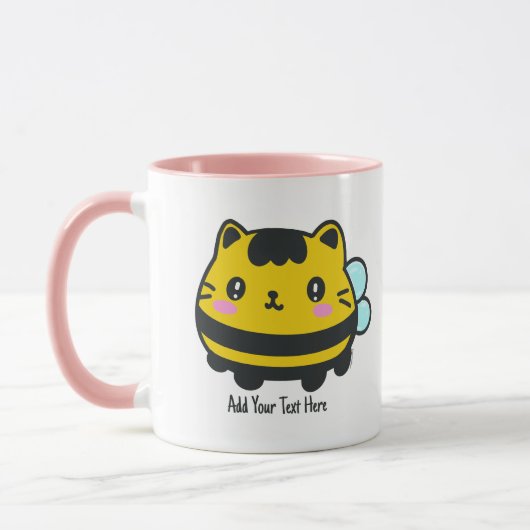 Niedlicher Hummelkatze Personalisierter Text Tasse (Links)
