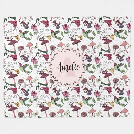 Niedlicher Hummingbird Garden Fleecedecke (Vorderseite (Horizontal))