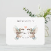 Niedlicher Hummingbird Hochzeit Horizontale Einlad Einladung (Stehend Vorderseite)