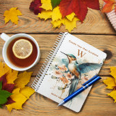 Niedlicher Hummingbird Monogramm Individuelle Name Notizblock