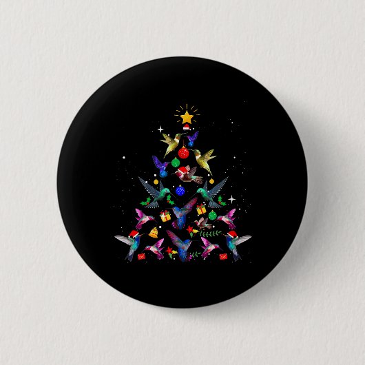 Niedlicher Hummingbird Weihnachtsbaum Weihnachtsge Button (Vorderseite)