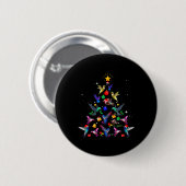 Niedlicher Hummingbird Weihnachtsbaum Weihnachtsge Button (Vorne & Hinten)