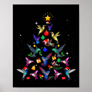 Niedlicher Hummingbird Weihnachtsbaum Weihnachtsge Poster