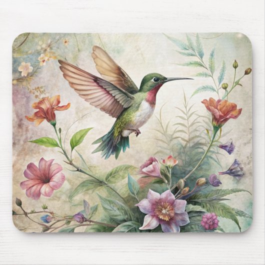 Niedlicher Hummingvogel auf Blume Mousepad (Vorne)