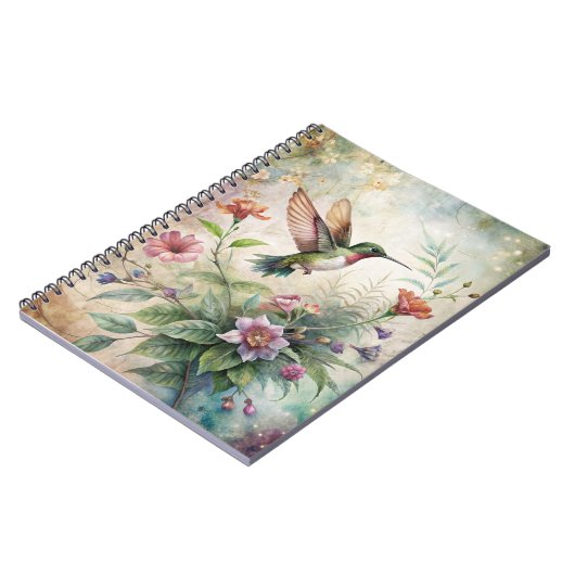 Niedlicher Hummingvogel auf Blume Notizblock (Linke Seite)