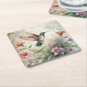 Niedlicher Hummingvogel auf Blume Rechteckiger Pappuntersetzer (angewinkelt)
