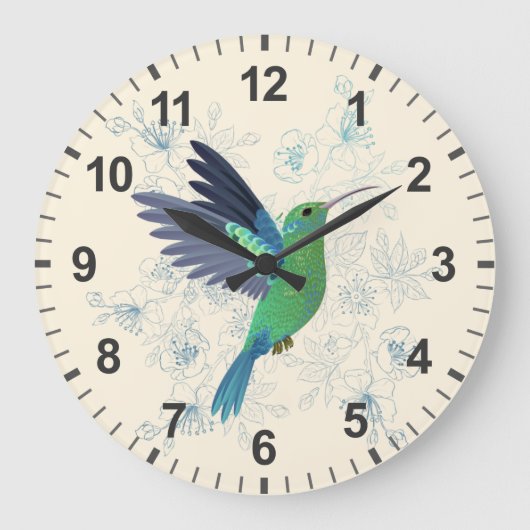 Niedlicher Hummingvogel Große Wanduhr (Vorderseite)