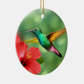 Niedlicher Hummingvogel mit Blume Keramik Ornament (Rechts)