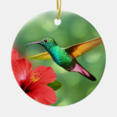 Niedlicher Hummingvogel mit Blume Keramik Ornament (Vorne)