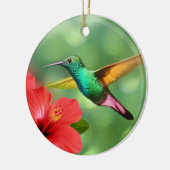 Niedlicher Hummingvogel mit Blume Keramik Ornament (Links)