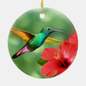 Niedlicher Hummingvogel mit Blume Keramik Ornament (Hinten)