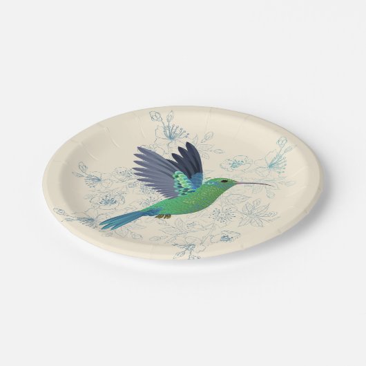 Niedlicher Hummingvogel Pappteller (Schrägansicht)