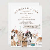 Niedlicher Hund 1. Geburtstag Party Einladung (Vorne/Hinten)