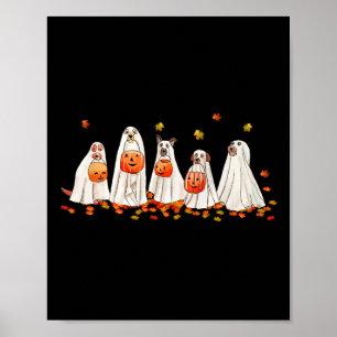 Niedlicher Hund als Ghost Halloween Fun Boo1 verkl Poster