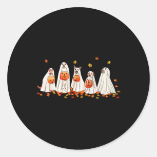 Niedlicher Hund als Ghost Halloween Fun Boo1 verkl Runder Aufkleber