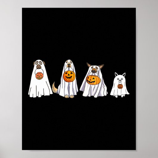 Niedlicher Hund als Ghost Halloween Fun Boo verkle Poster (Vorne)