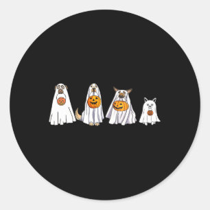 Niedlicher Hund als Ghost Halloween Fun Boo verkle Runder Aufkleber