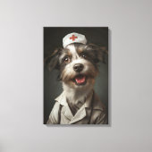 Niedlicher Hund als Krankenschwester Leinwanddruck (Vorderseite)