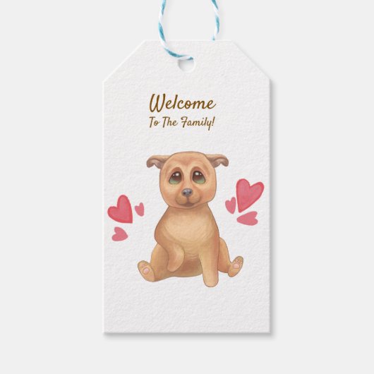 niedlicher Hund am adoptier Geschenkanhänger (Vorderseite)