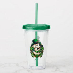 Niedlicher Hund am Sankt Patrick Acryltrinkbecher