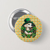 Niedlicher Hund am Sankt Patrick Button (Vorne & Hinten)