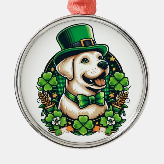 Niedlicher Hund am Sankt Patrick Ornament Aus Metall (Vorne)