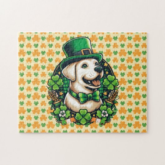 Niedlicher Hund am Sankt Patrick Puzzle (Horizontal)
