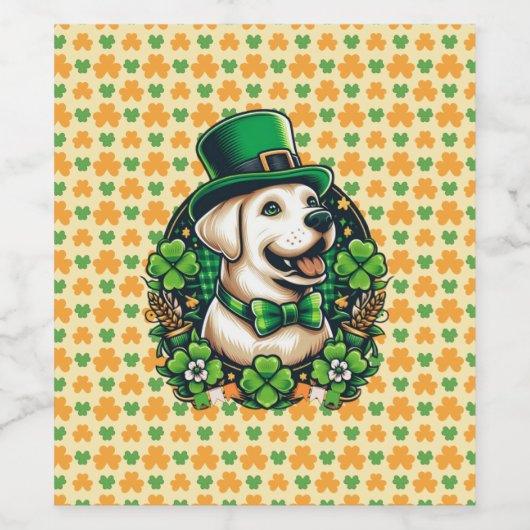 Niedlicher Hund am Sankt Patrick Weinetikett (Einzelnes Label)