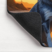 Niedlicher Hund am Strand bei Sunset Mousepad (Ecke)