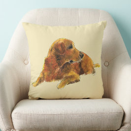 Niedlicher Hund Art Golden Retriever Wasserfarbe Kissen