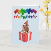 Niedlicher Hund auf Geschenkboxen Geburtstagskarte Karte (Gelbe Blume)