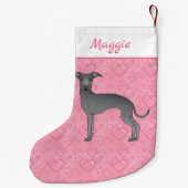 Niedlicher Hund auf rosa Herzen Kleiner Weihnachtsstrumpf (Rückseite)