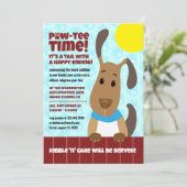 Niedlicher Hund auf Zaun Pet Adoption Pawprints PW Einladung (Stehend Vorderseite)