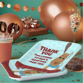 Niedlicher Hund auf Zaun Pet Adoption Pawprints Vi Pappteller