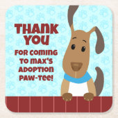 Niedlicher Hund auf Zaun Pet Adoption Pawprints Vi Rechteckiger Pappuntersetzer (Vorderseite)