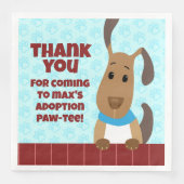 Niedlicher Hund auf Zaun Pet Adoption Pawprints Vi Serviette (Vorderseite)