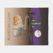 Niedlicher Hund aus blauem Iggy und Halloween Spuk Fleecedecke (Vorderseite (Horizontal))