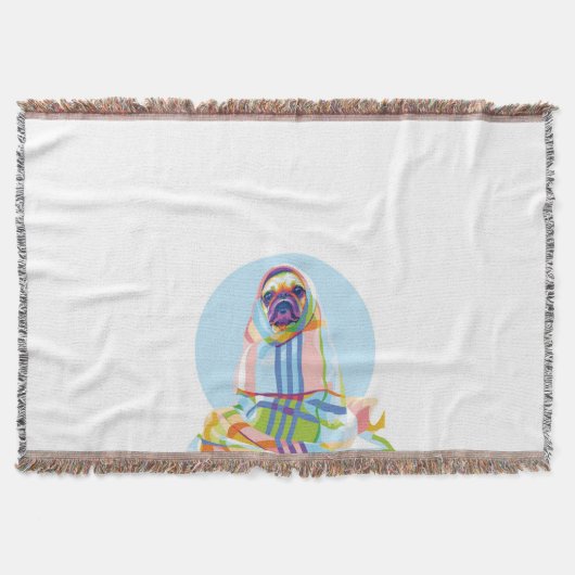 Niedlicher Hund aus Mops, blau Decke (Vorderseite)