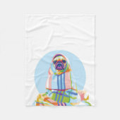 Niedlicher Hund aus Mops, blau Fleecedecke (Vorderseite)