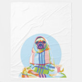 Niedlicher Hund aus Mops, blau Fleecedecke (Vorderseite)