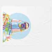 Niedlicher Hund aus Mops, blau Fleecedecke (Vorderseite (Horizontal))